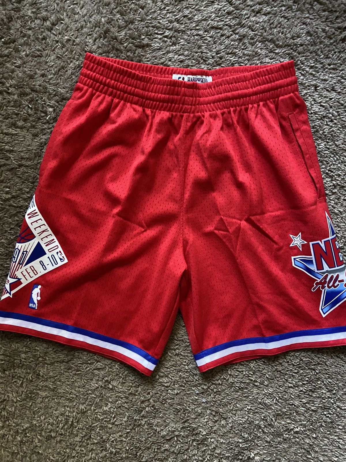 Pre-owned Mitchell Ness X Nba Mitchell And Ness All Star Game 1991 Shorts In Red