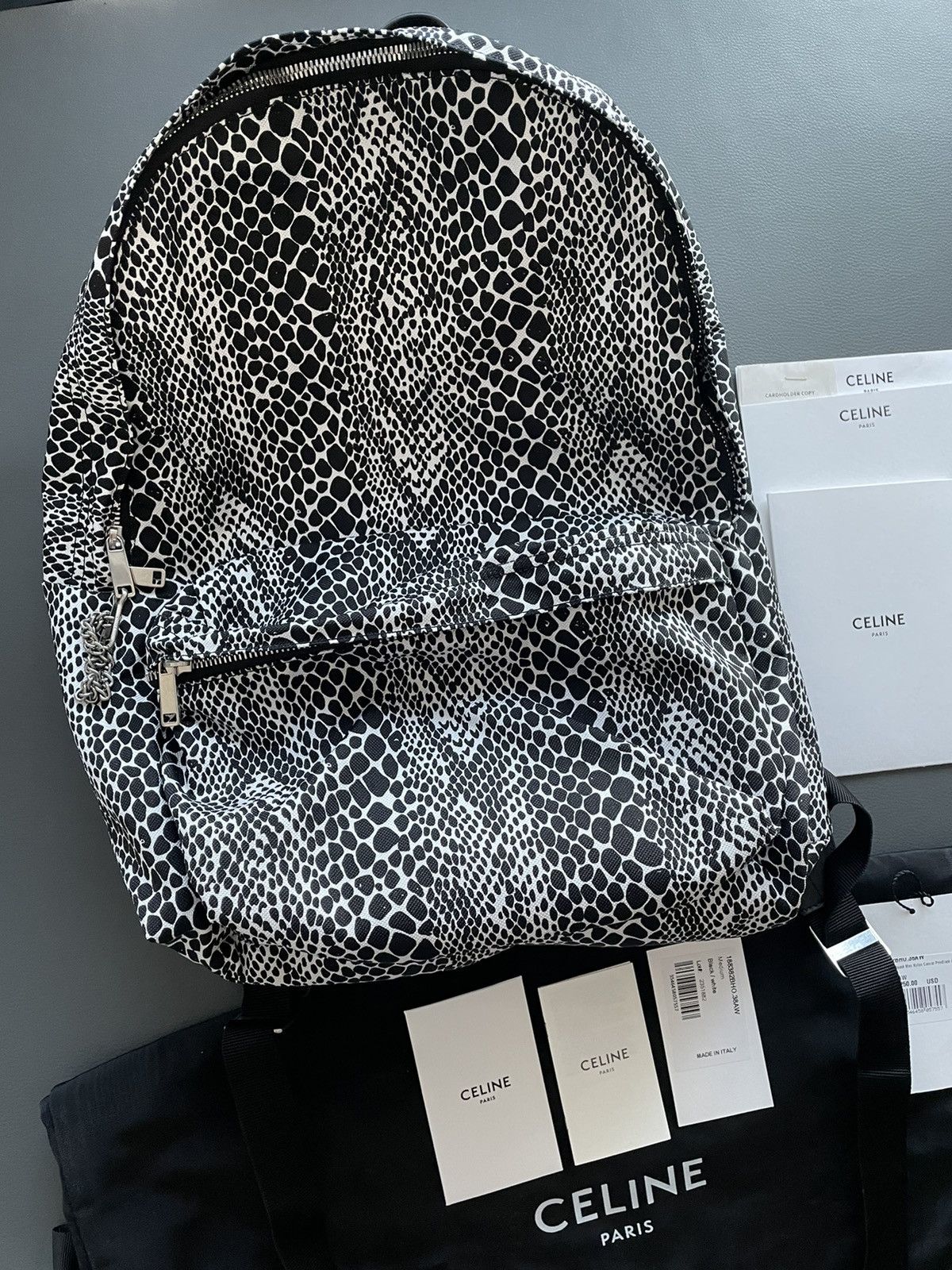 Celine × Hedi Slimane Rare $1,500 Brand NEW Super Runway Python Print Backpack Bag Size ONE SIZE - 1 Thumbnail