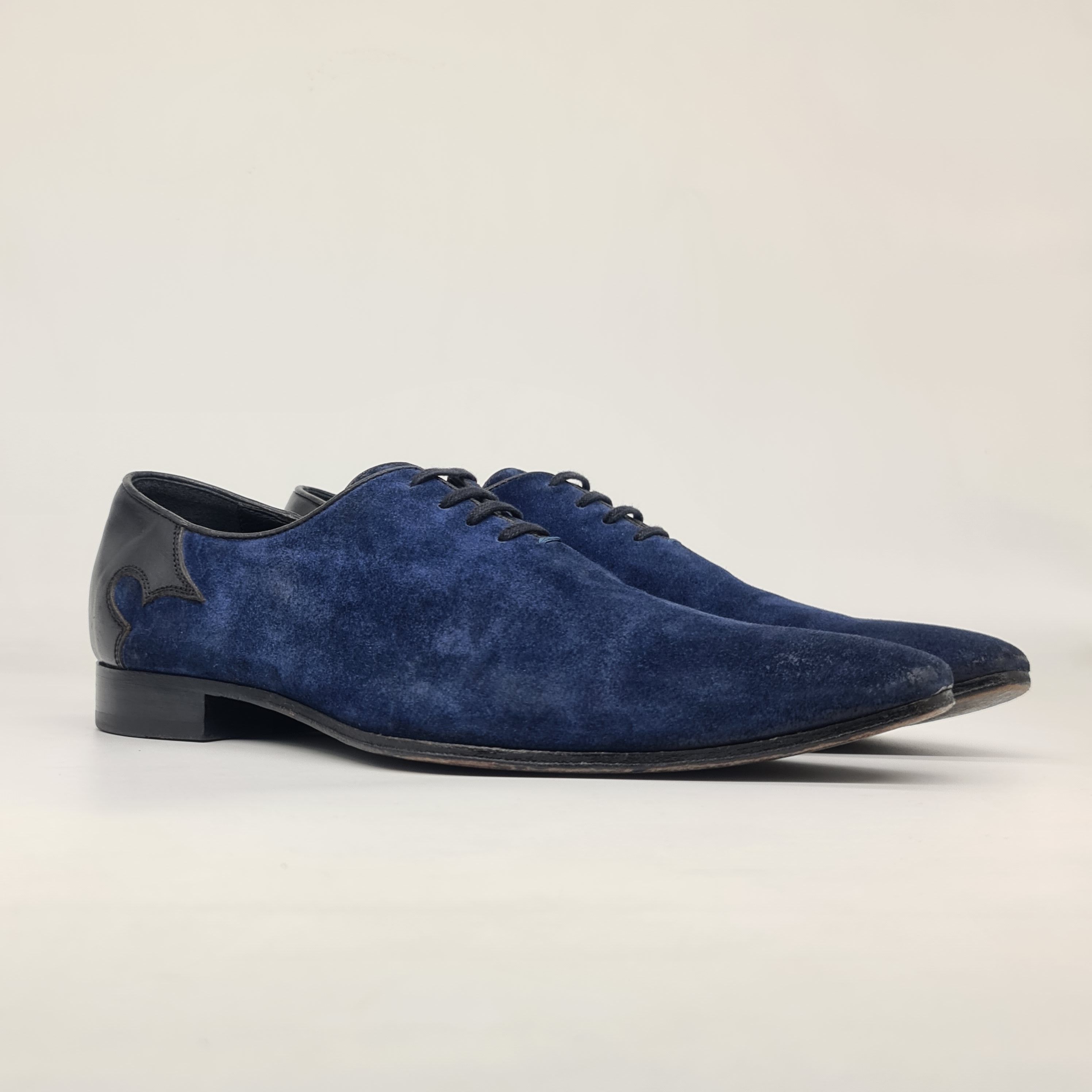image of Haider Ackermann - Ss16 Runway Blue Suede Oxford Shoes in Black Blue, Men's (Size 8)