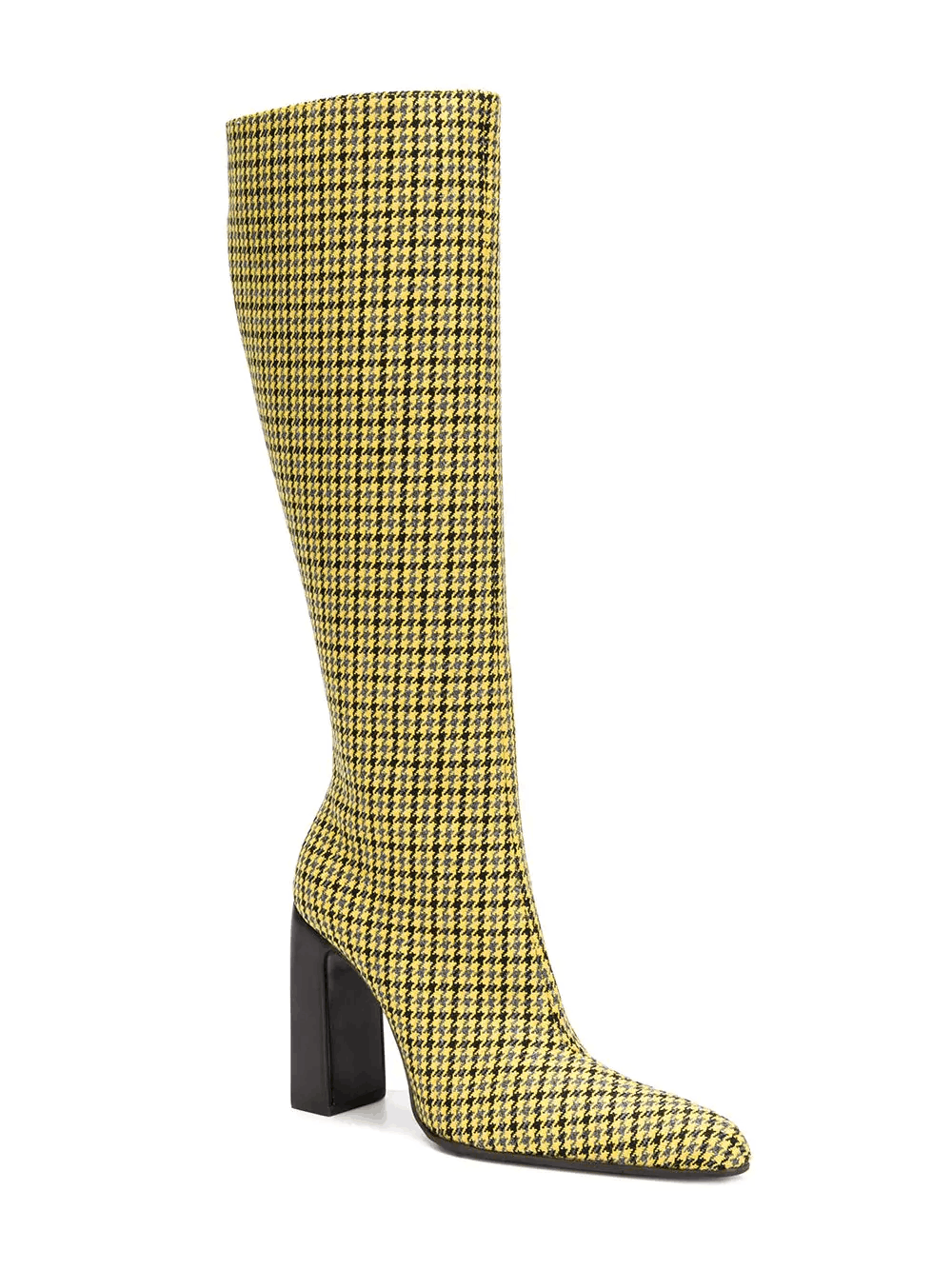 image of Balenciaga Yellow Houndstooth Plaid Tweed Tall Boots 11 41, Women's