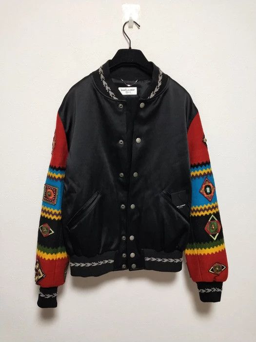 Saint Laurent Paris SLP Patchwork Bomber Jacket Size US M / EU 48-50 / 2 - 1 Thumbnail