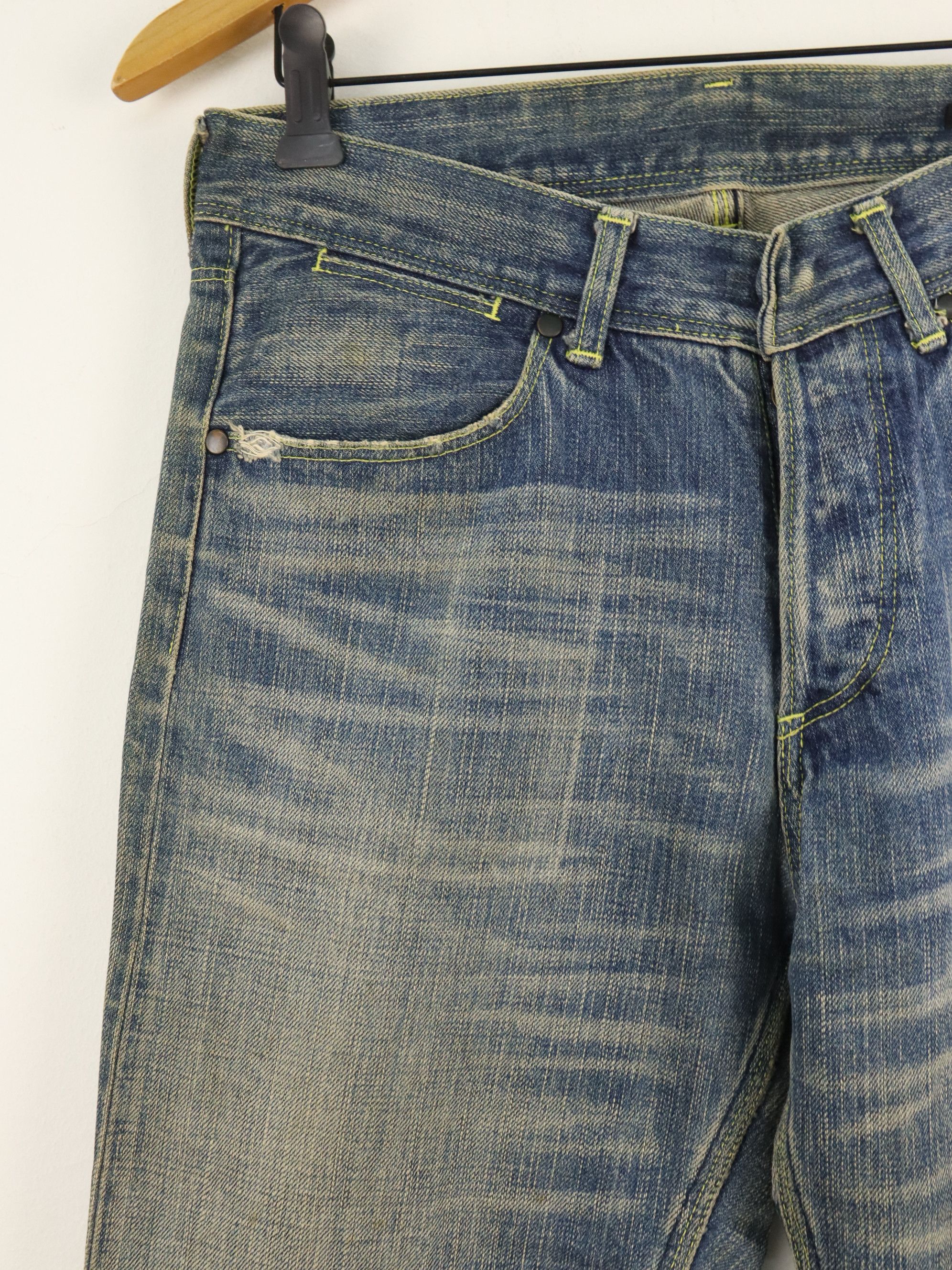 The Viridi-anne Selvedge Clawmark Effects Seasoned Denim Jean Pant Size US 29 - 4 Thumbnail
