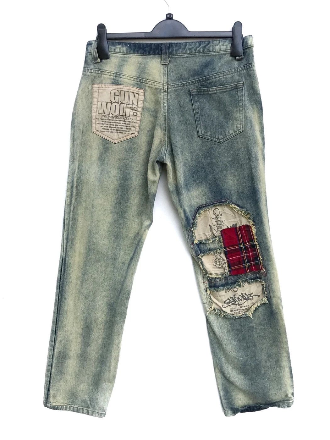 Japanese Brand Japanese Brand Gun Wolf Patchwork Distressed Kapital Style Size US 29 - 4 Thumbnail