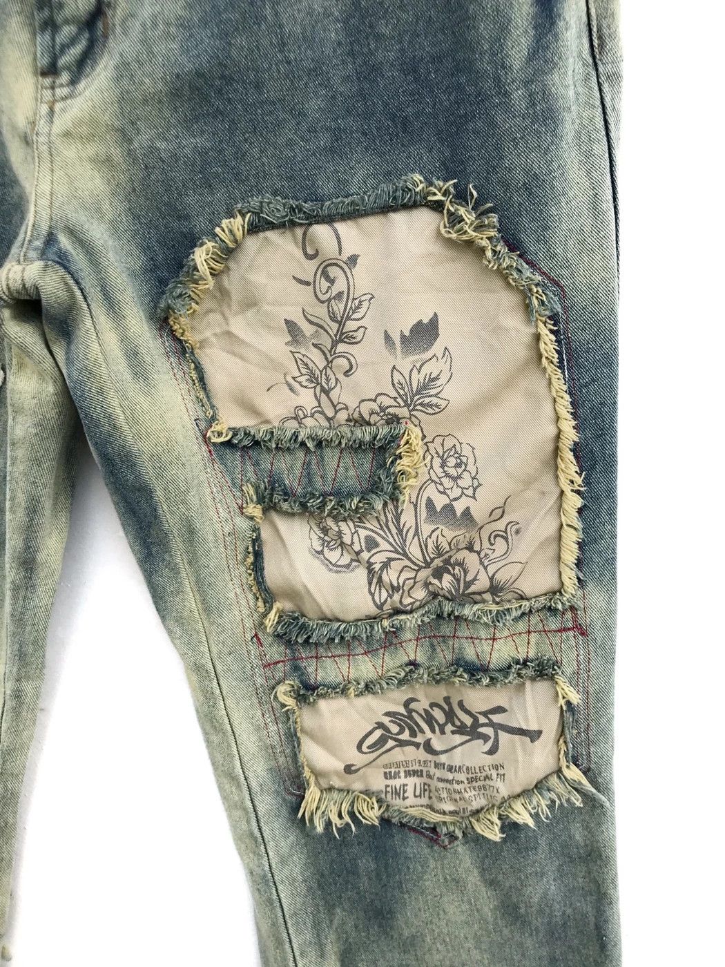 Japanese Brand Japanese Brand Gun Wolf Patchwork Distressed Kapital Style Size US 29 - 9 Thumbnail