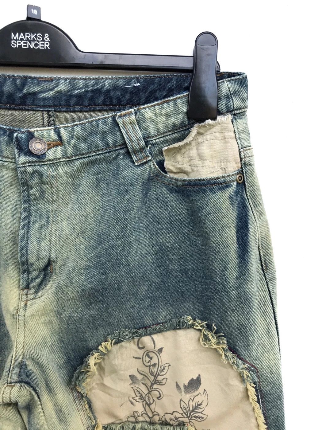 Japanese Brand Japanese Brand Gun Wolf Patchwork Distressed Kapital Style Size US 29 - 12 Thumbnail