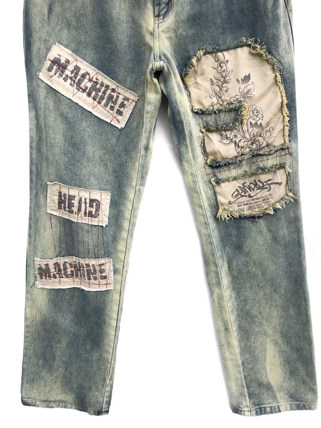 Japanese Brand Japanese Brand Gun Wolf Patchwork Distressed Kapital Style Size US 29 - 3 Thumbnail