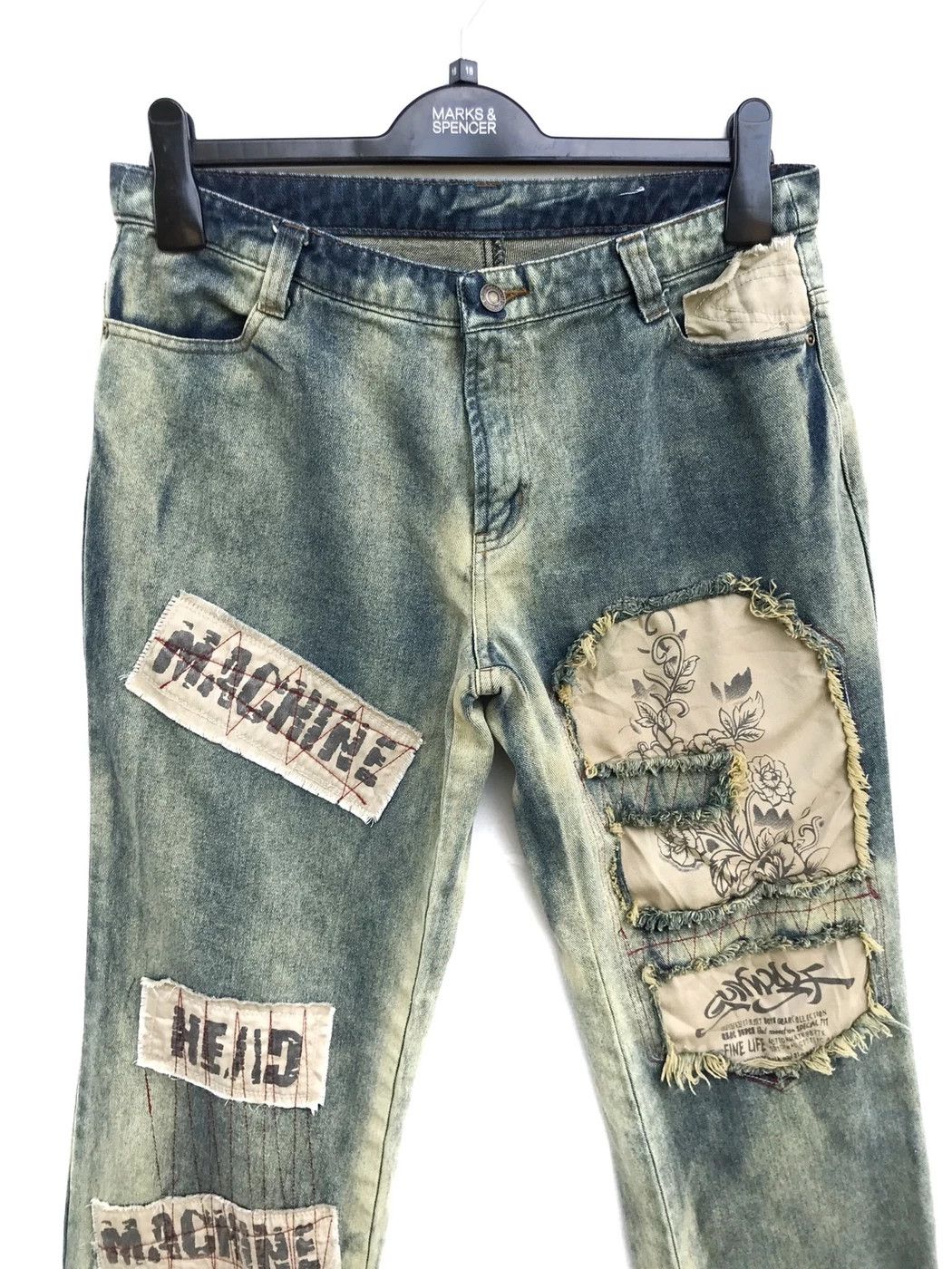 Japanese Brand Japanese Brand Gun Wolf Patchwork Distressed Kapital Style Size US 29 - 2 Thumbnail