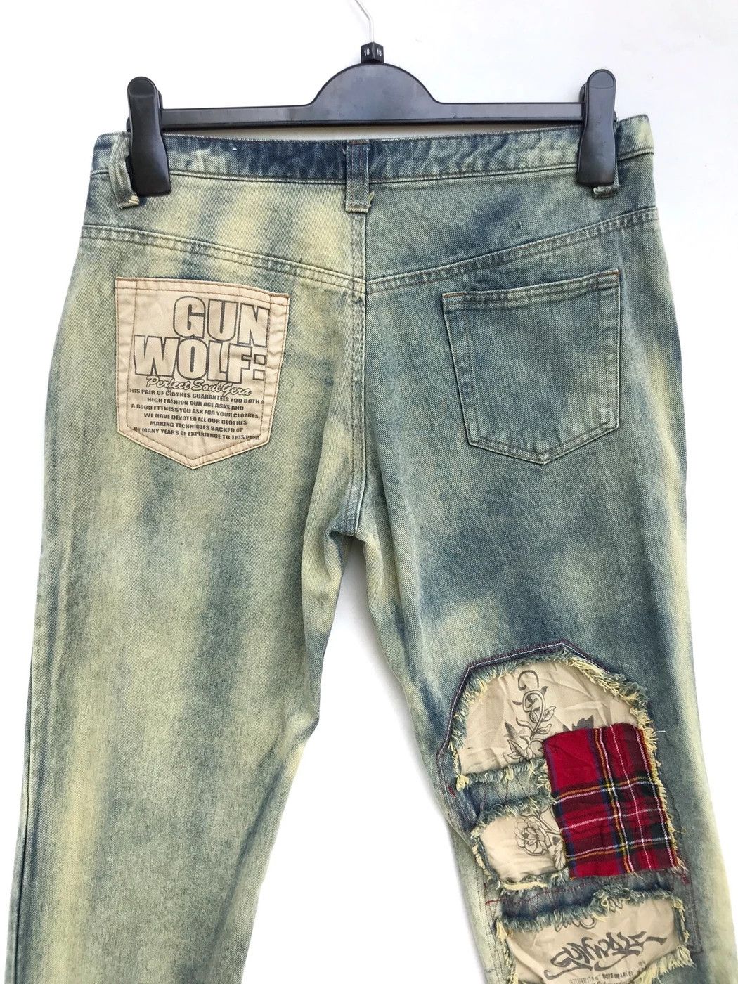 Japanese Brand Japanese Brand Gun Wolf Patchwork Distressed Kapital Style Size US 29 - 5 Thumbnail