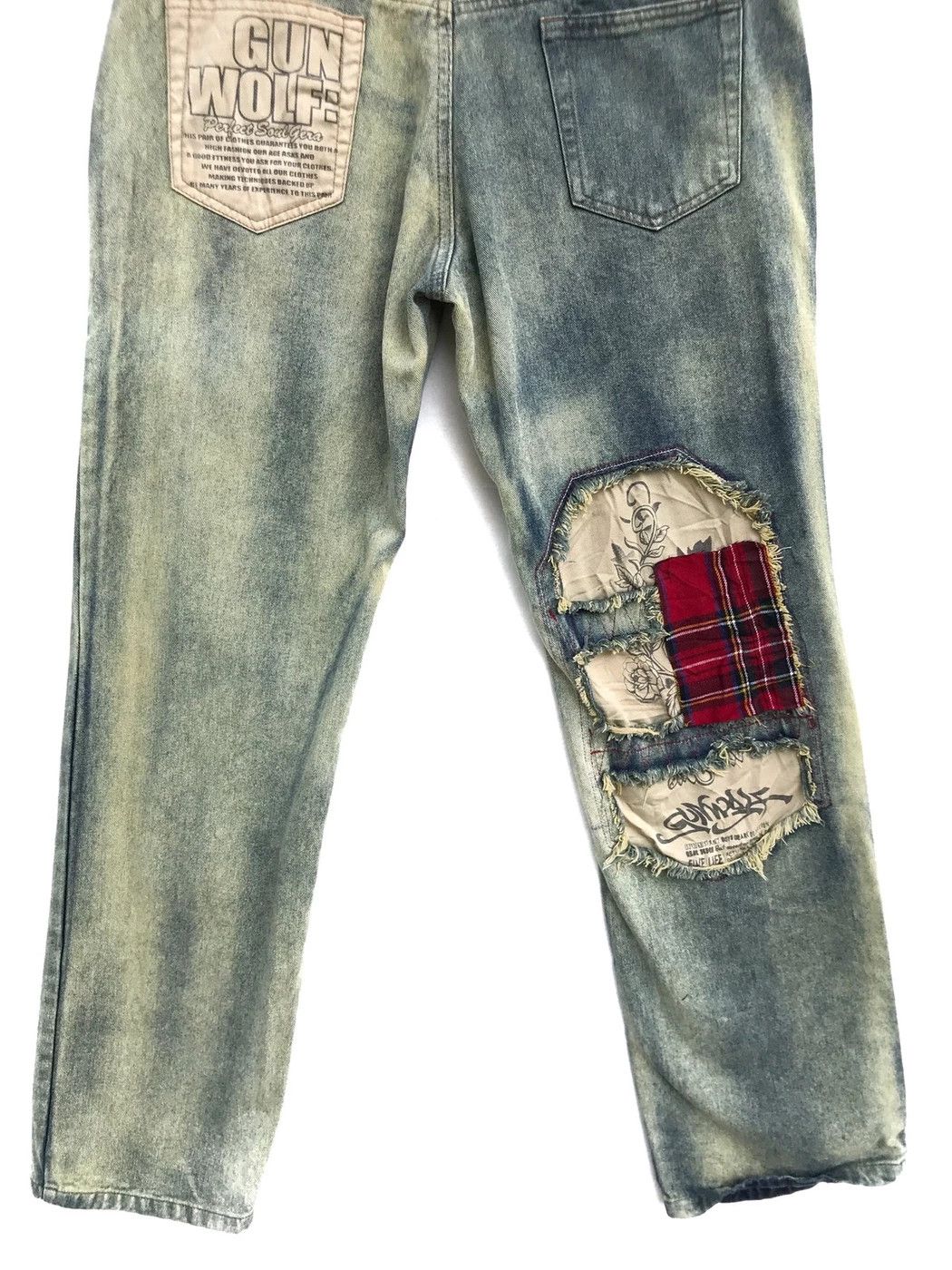Japanese Brand Japanese Brand Gun Wolf Patchwork Distressed Kapital Style Size US 29 - 7 Thumbnail