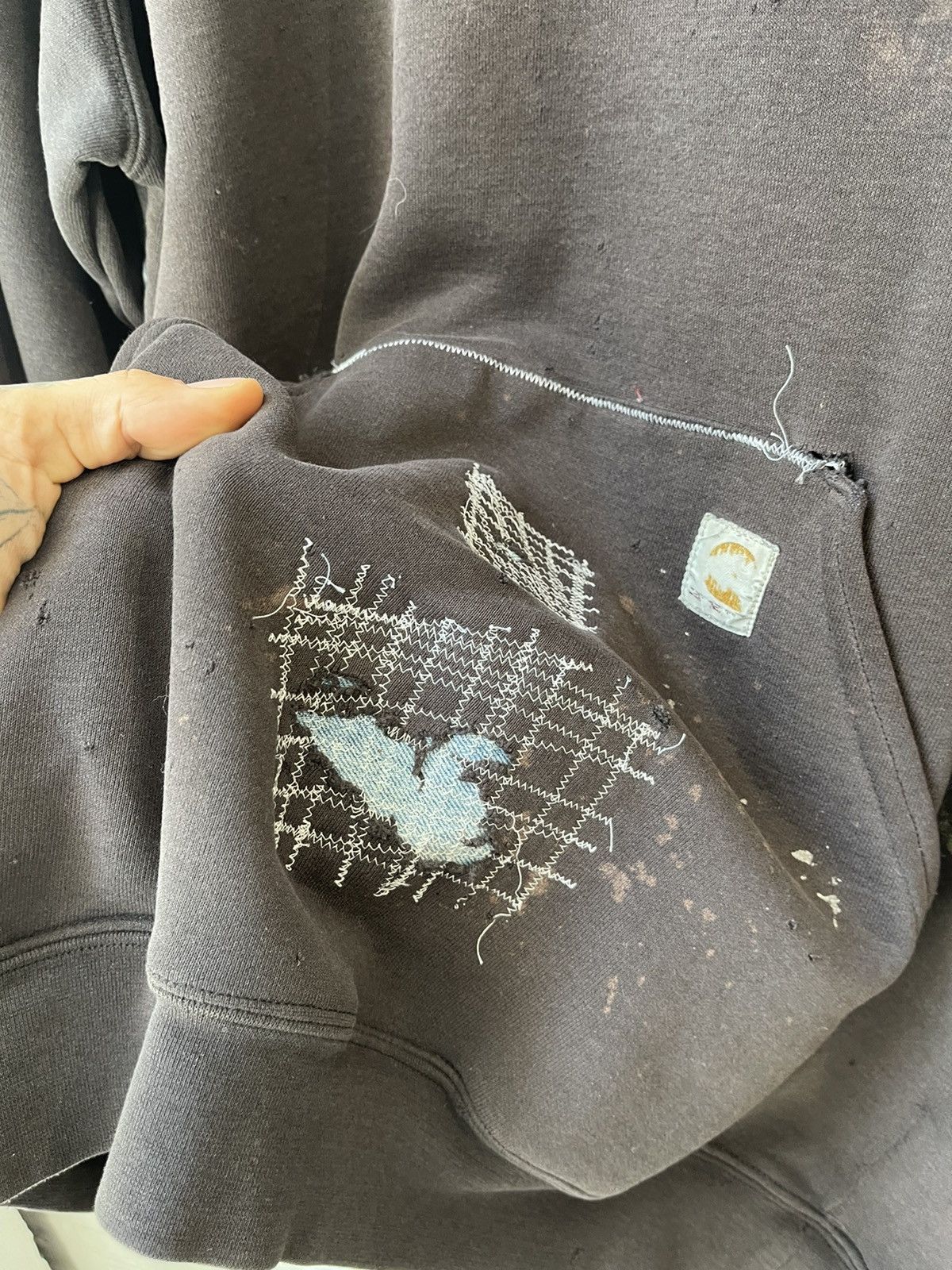 Carhartt × Vintage Vintage THRASHED Custom Carhartt PATCH WORK Hoodie XL XXL Size US XL / EU 56 / 4 - 14 Thumbnail