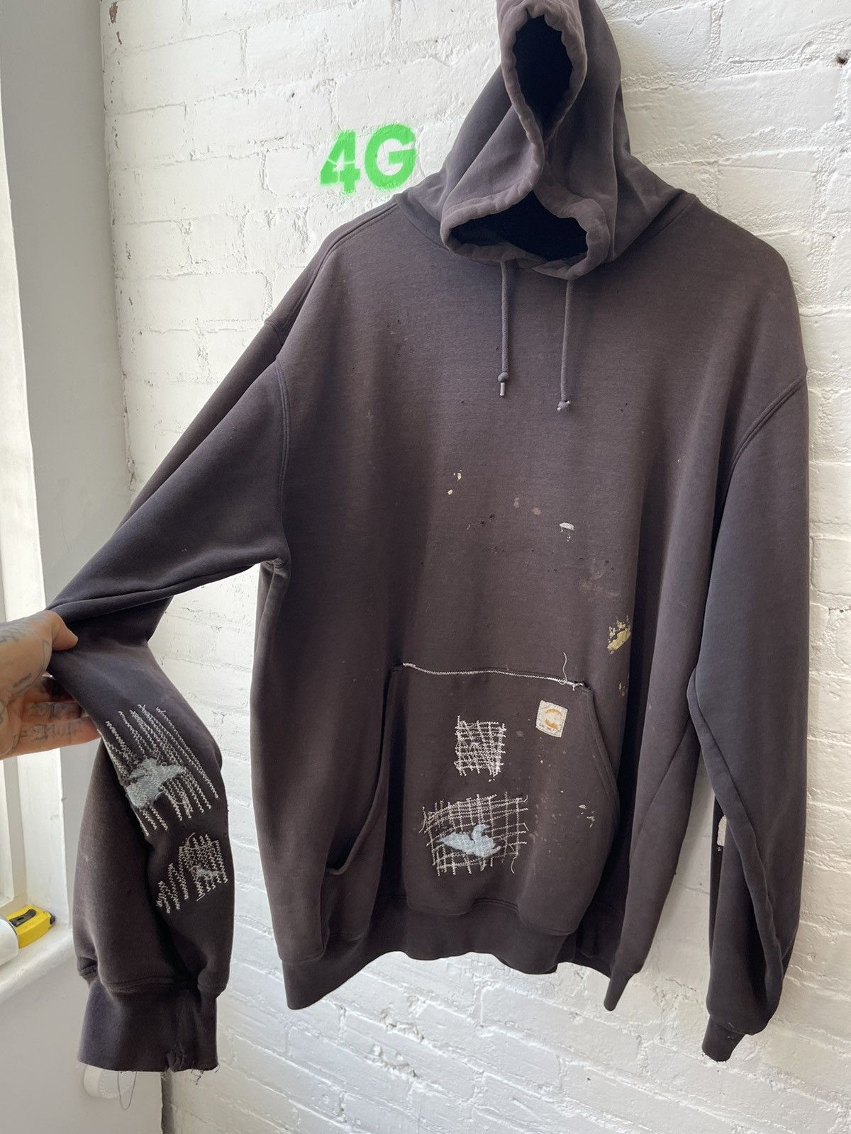 Carhartt × Vintage Vintage THRASHED Custom Carhartt PATCH WORK Hoodie XL XXL Size US XL / EU 56 / 4 - 4 Thumbnail