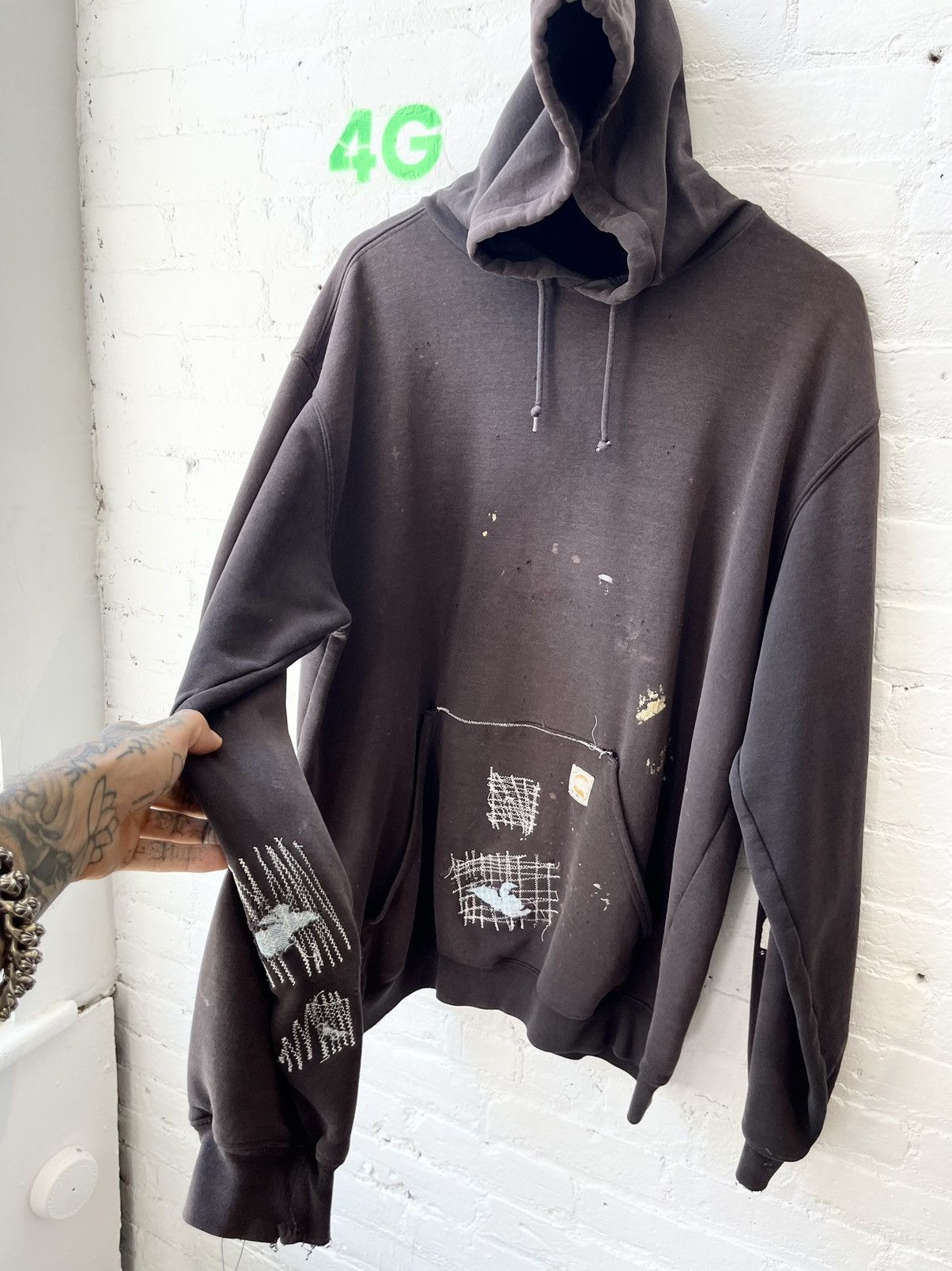 Carhartt × Vintage Vintage THRASHED Custom Carhartt PATCH WORK Hoodie XL XXL Size US XL / EU 56 / 4 - 1 Thumbnail
