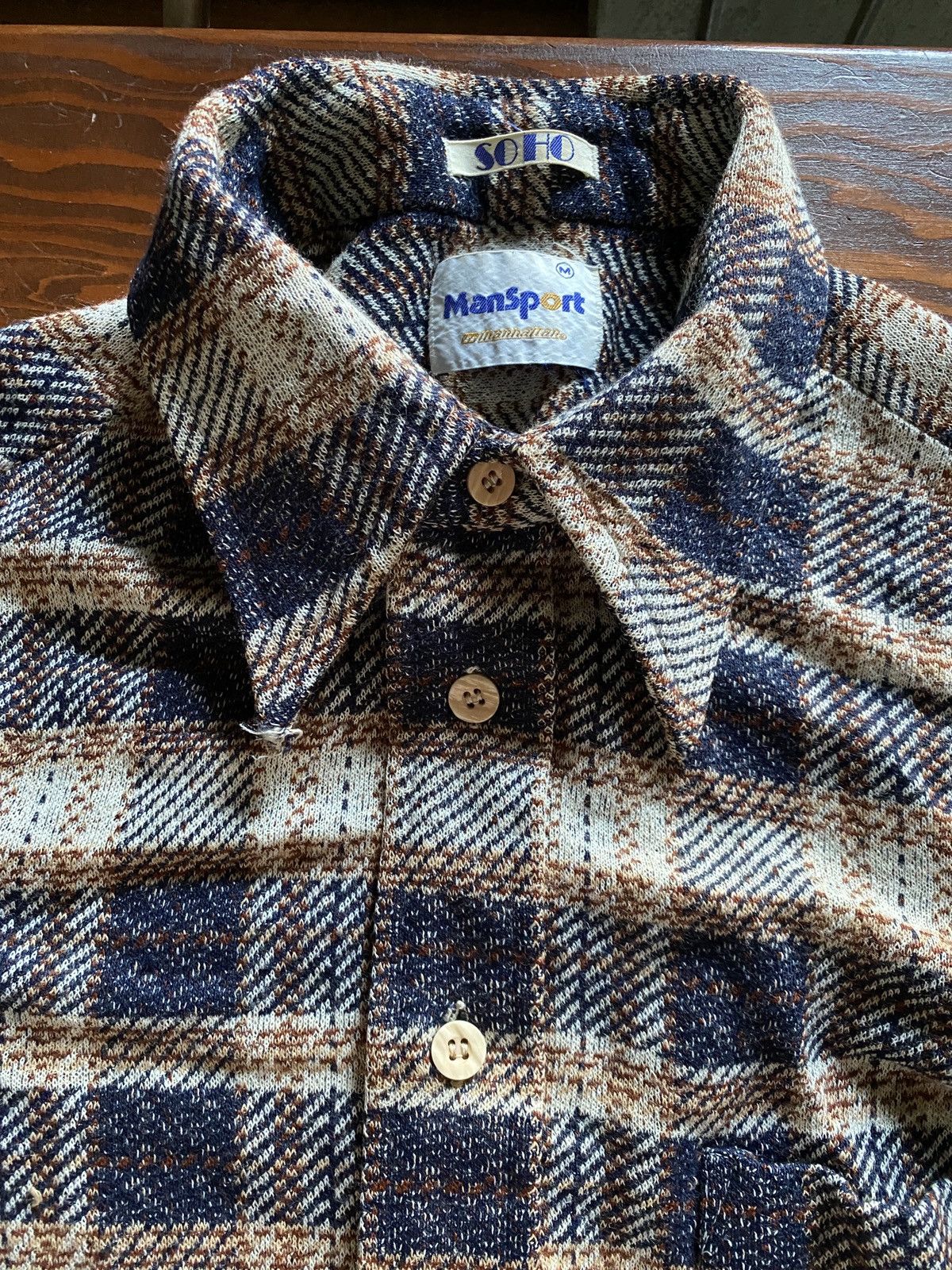 Vintage Vintage 60’s Plaid Distressed Long Sleeve Button Up Size US L / EU 52-54 / 3 - 7 Thumbnail