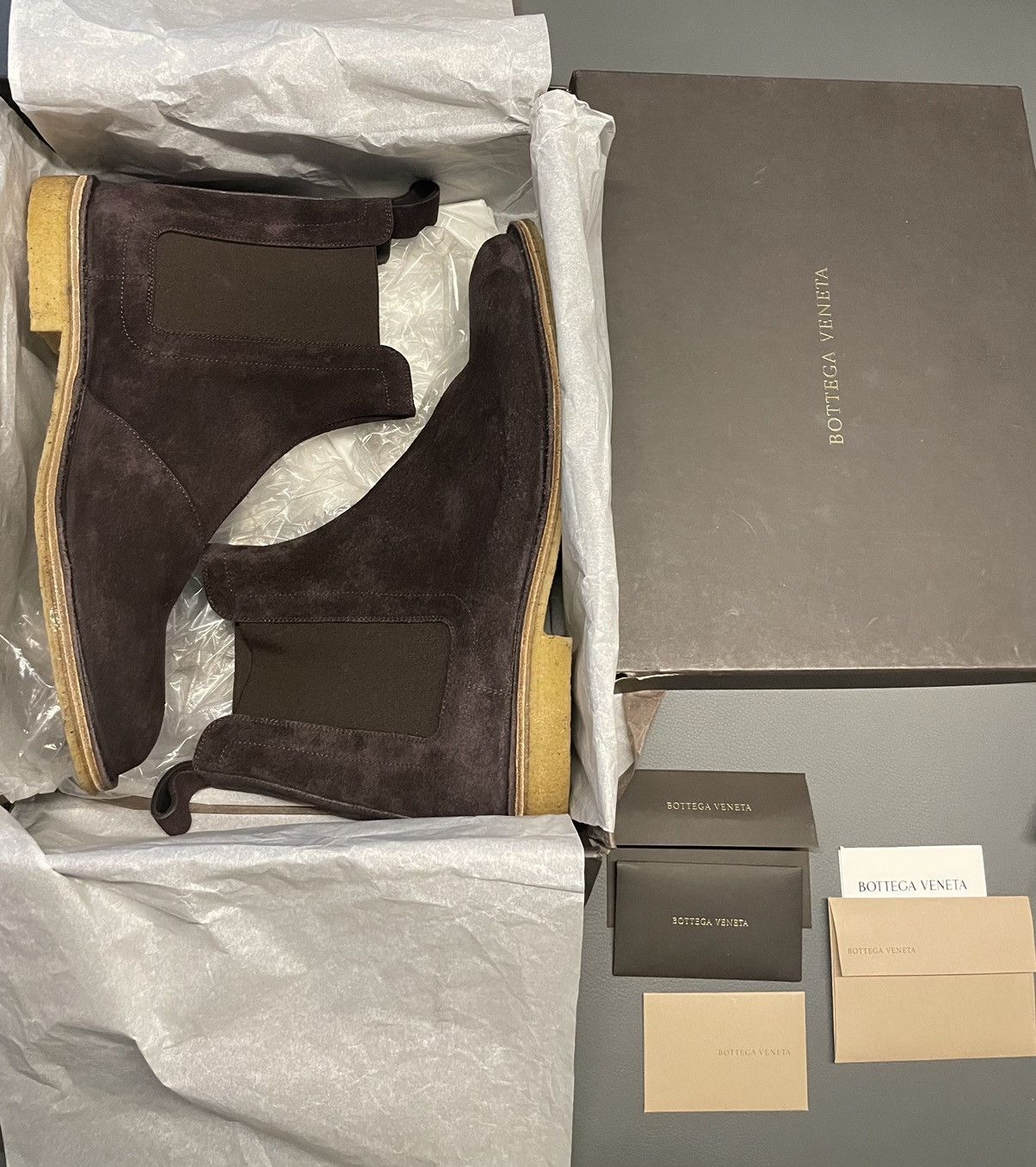 Bottega Veneta × Tomas Maier $1K+ Value Brand NEW Runway Classic Suede Chelsea Boots Size US 10.5 / EU 43-44 - 3 Thumbnail