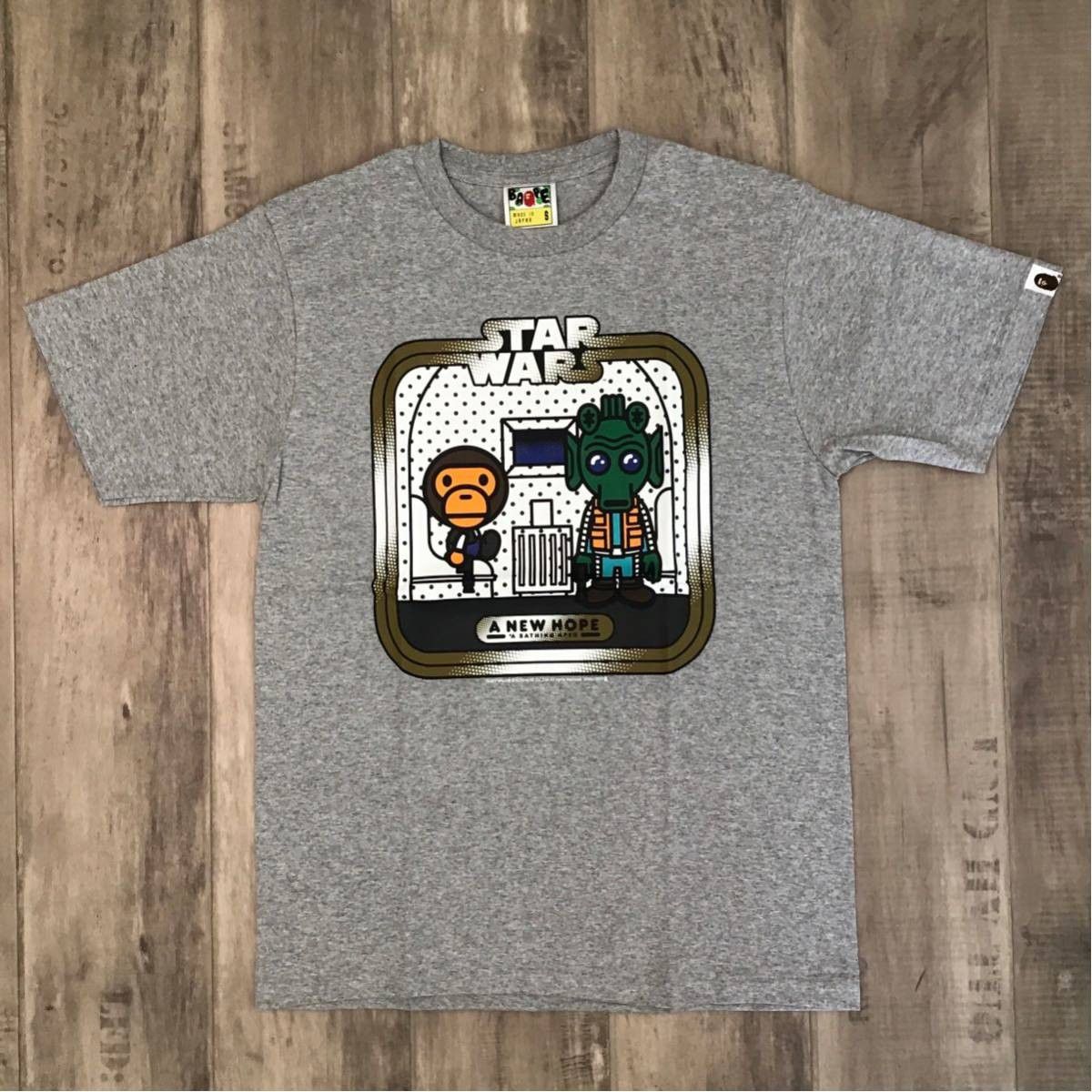 image of Bape × Starwars Milo T-Shirt A Bathing Ape in Grey, Men's (Size Small)