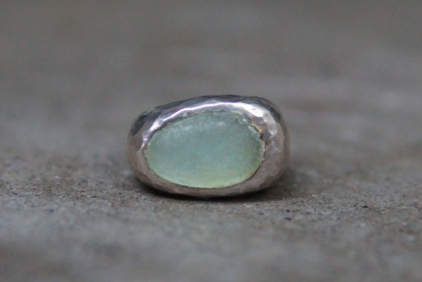 Other Vintage Sterling Silver Ring 7.75 Green Modern Brutalist Size ONE SIZE - 3 Thumbnail