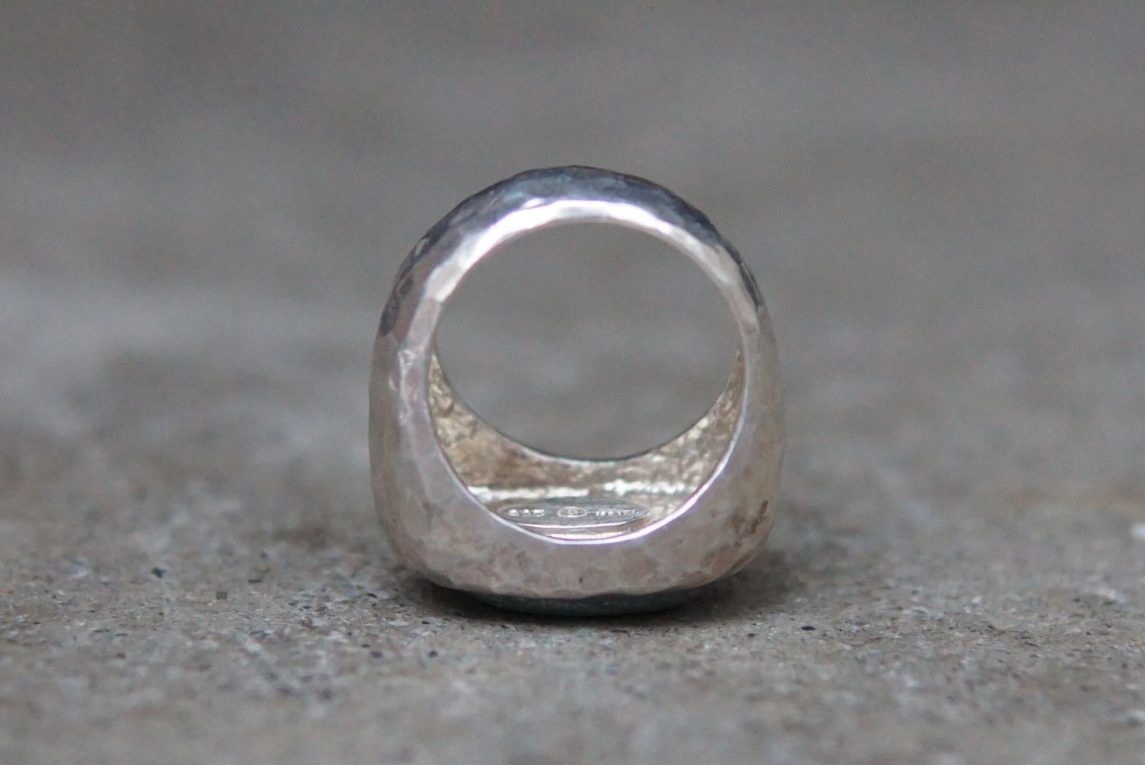 Other Vintage Sterling Silver Ring 7.75 Green Modern Brutalist Size ONE SIZE - 6 Thumbnail