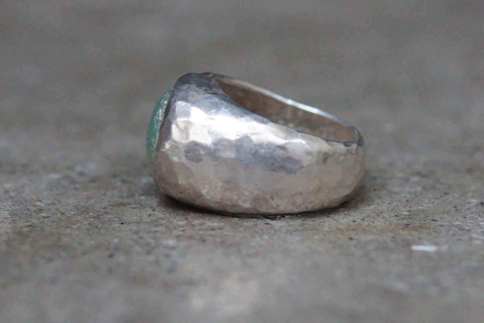 Other Vintage Sterling Silver Ring 7.75 Green Modern Brutalist Size ONE SIZE - 4 Thumbnail