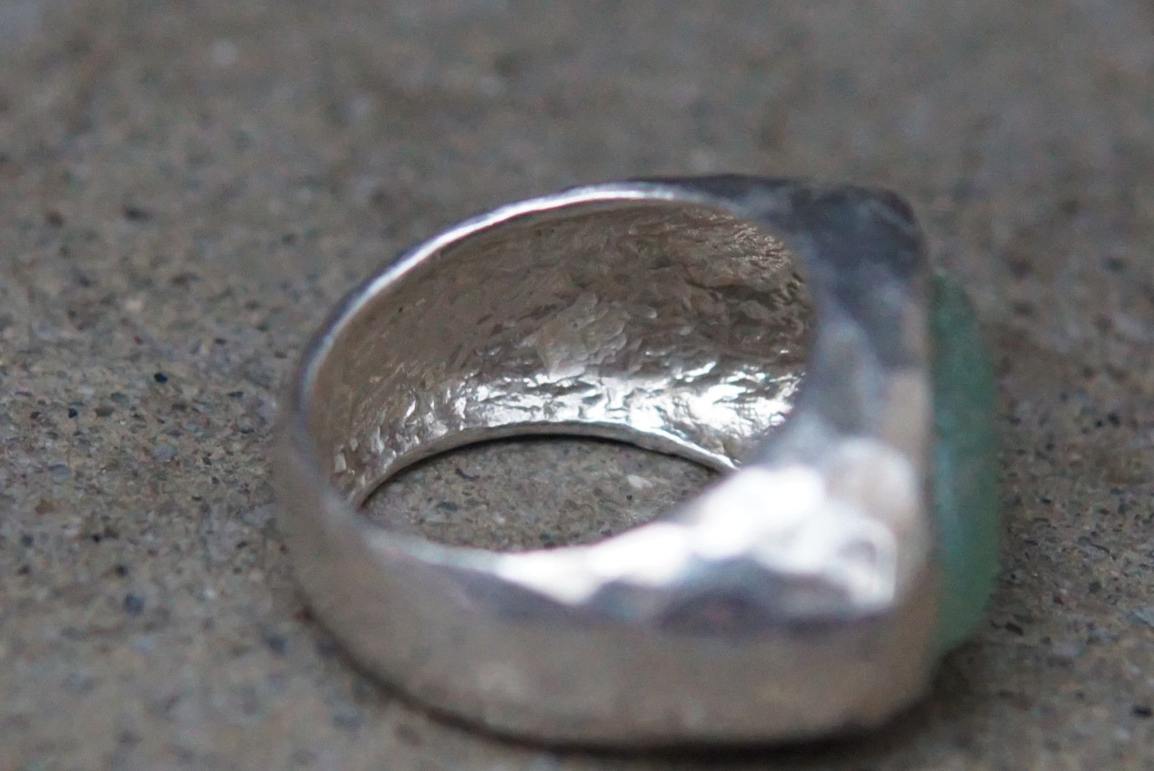 Other Vintage Sterling Silver Ring 7.75 Green Modern Brutalist Size ONE SIZE - 7 Thumbnail
