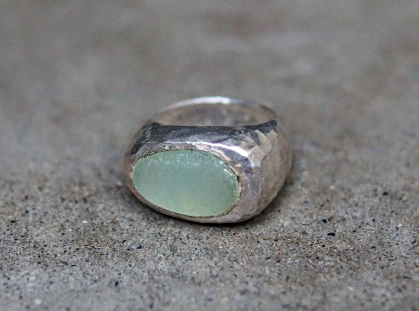 Other Vintage Sterling Silver Ring 7.75 Green Modern Brutalist Size ONE SIZE - 1 Thumbnail