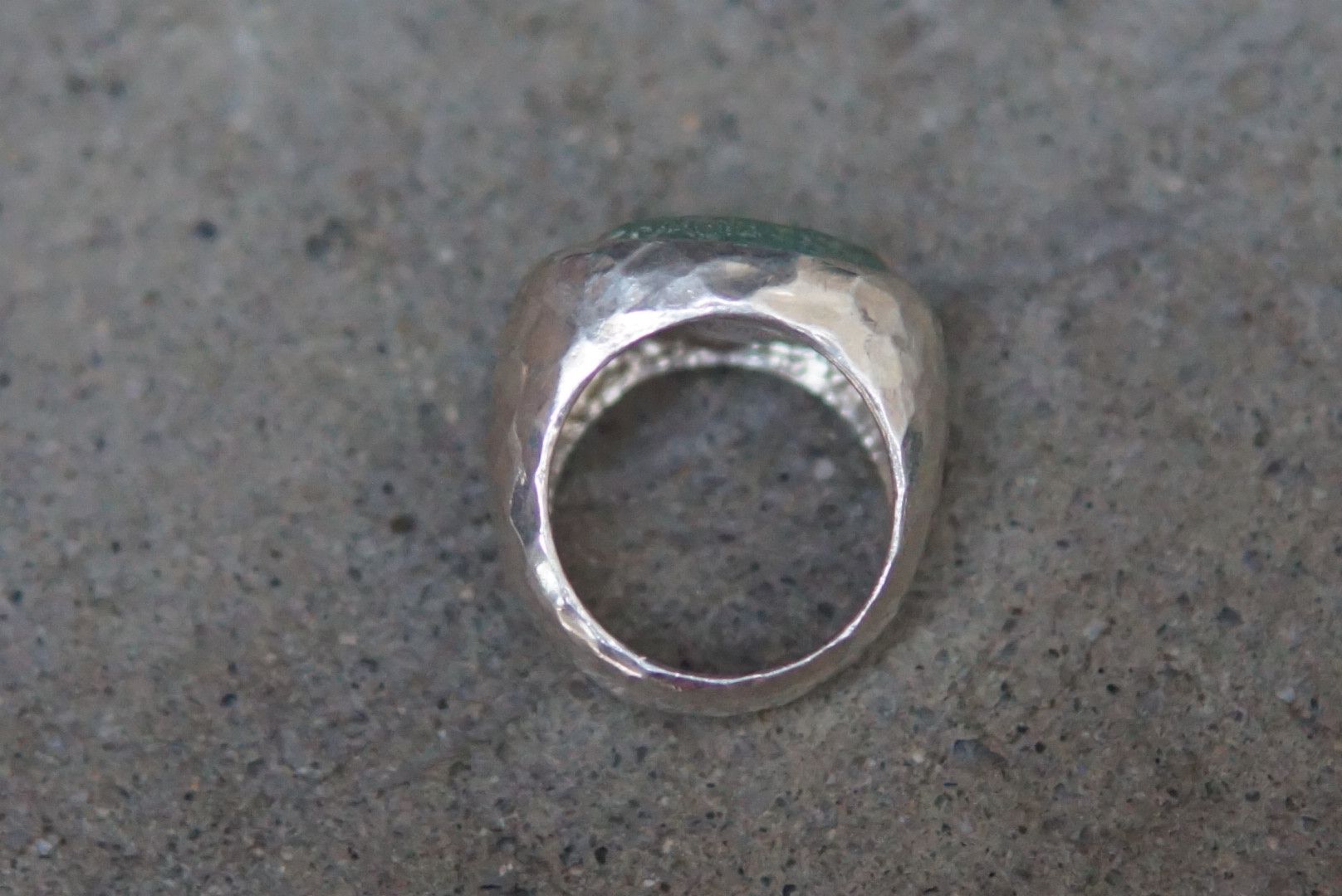 Other Vintage Sterling Silver Ring 7.75 Green Modern Brutalist Size ONE SIZE - 5 Thumbnail