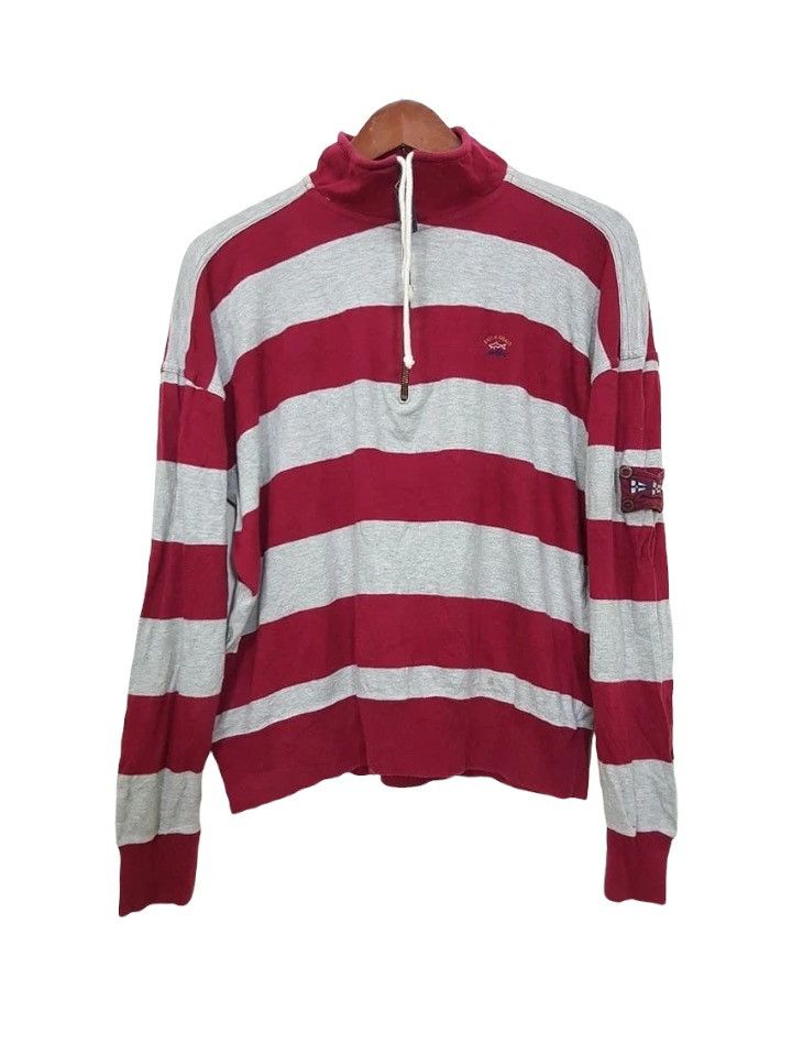 Paul & Shark Yacting Quarter Turtleneck Zip Horizontal Striped Size US M / EU 48-50 / 2 - 1 Thumbnail