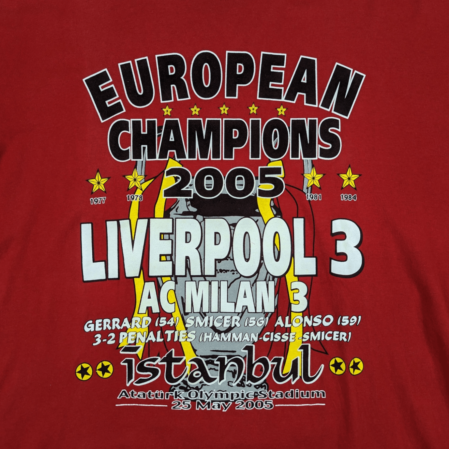 Vintage Vintage 2003 LIVERPOOL Uefa Champion League Final T-Shirt Size US XL / EU 56 / 4 - 5 Thumbnail
