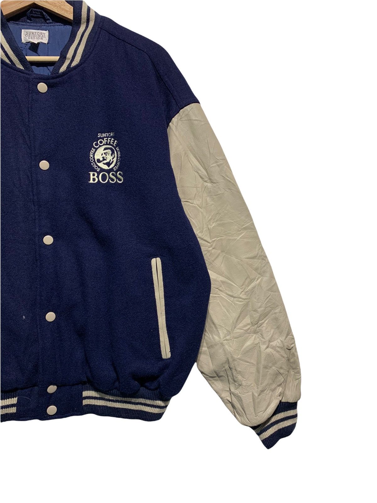 Japanese Brand 🔥VTG SUNTORY BOSS WOOL/LEATHER VARSITY JACKETS Size US L / EU 52-54 / 3 - 7 Thumbnail