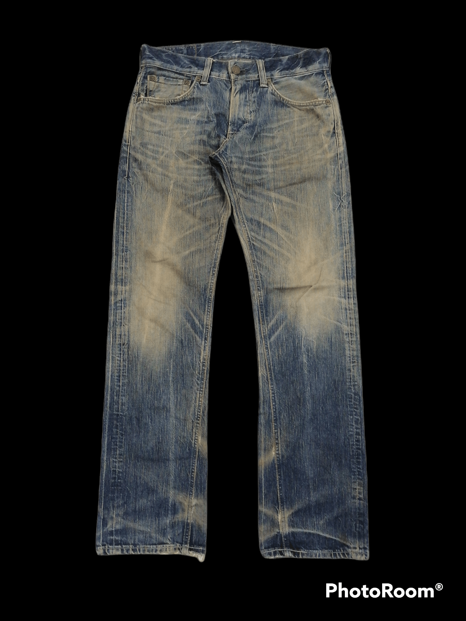 image of 20471120 x If Six Was Nine Trashed Edwin Claw Mark Distressed Denim Pants in Blue Distressed (Size 