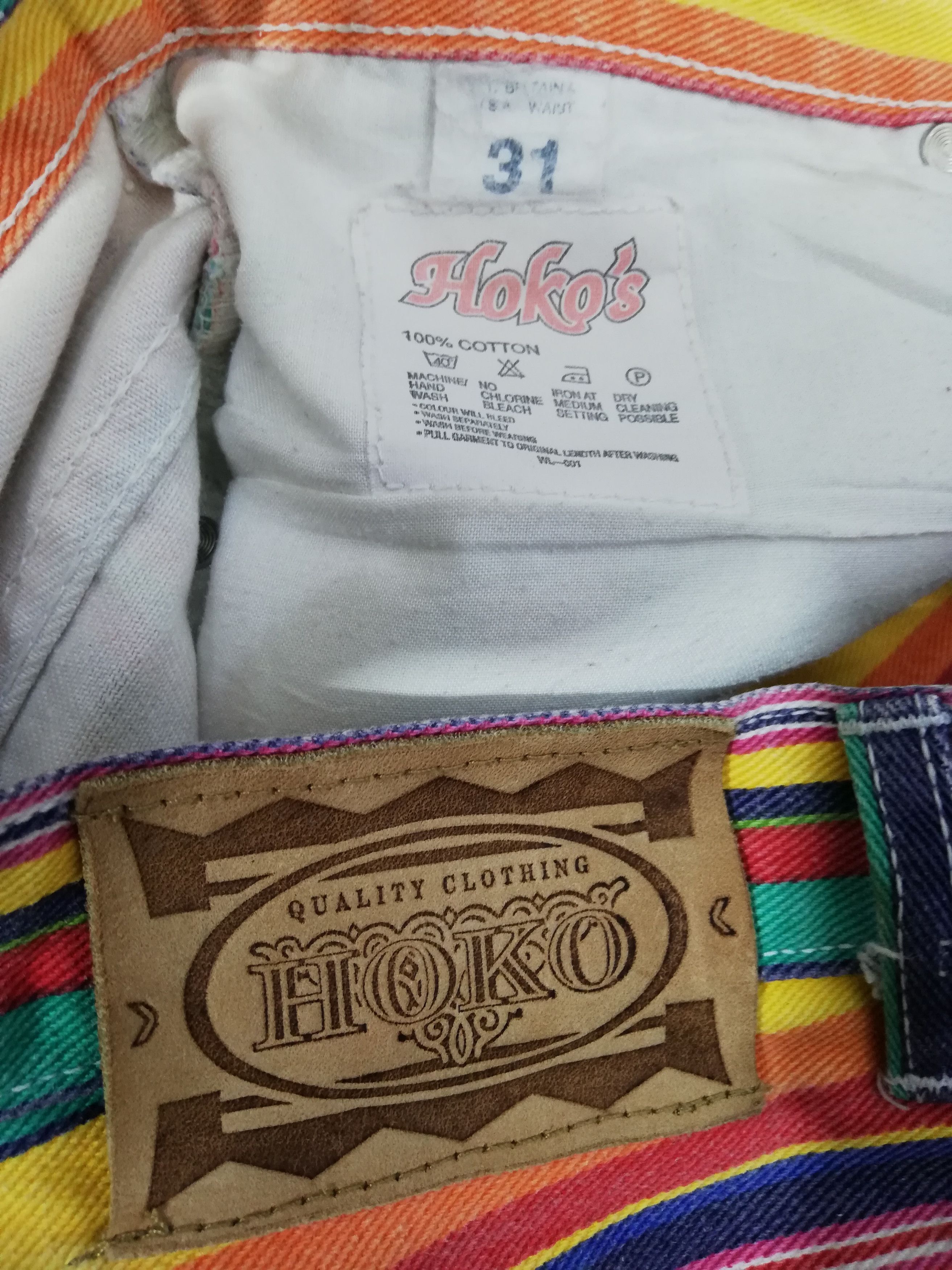 Vintage Fabulous Vintage Jeans Multi Coloured Stripes Size US 31 - 4 Thumbnail