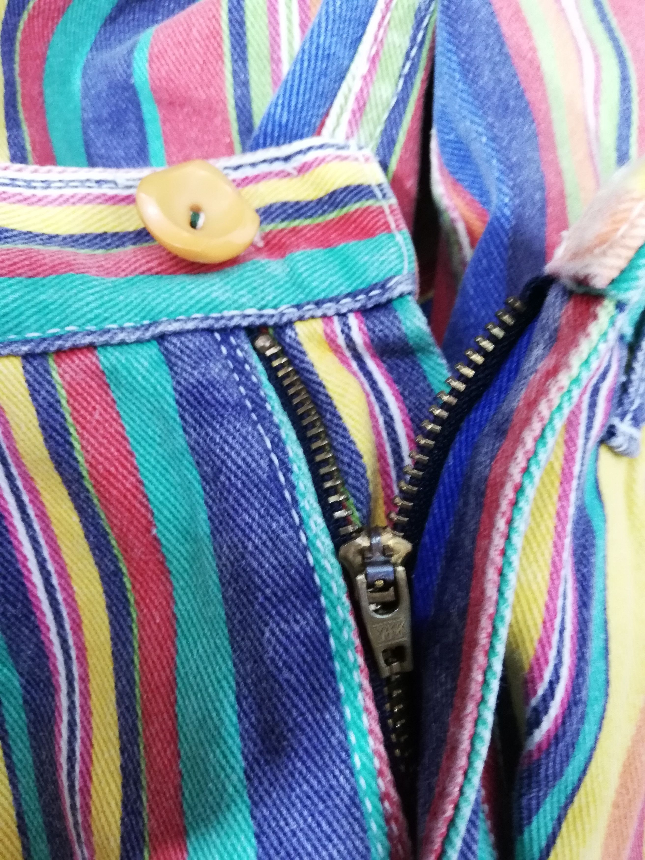 Vintage Fabulous Vintage Jeans Multi Coloured Stripes Size US 31 - 6 Thumbnail