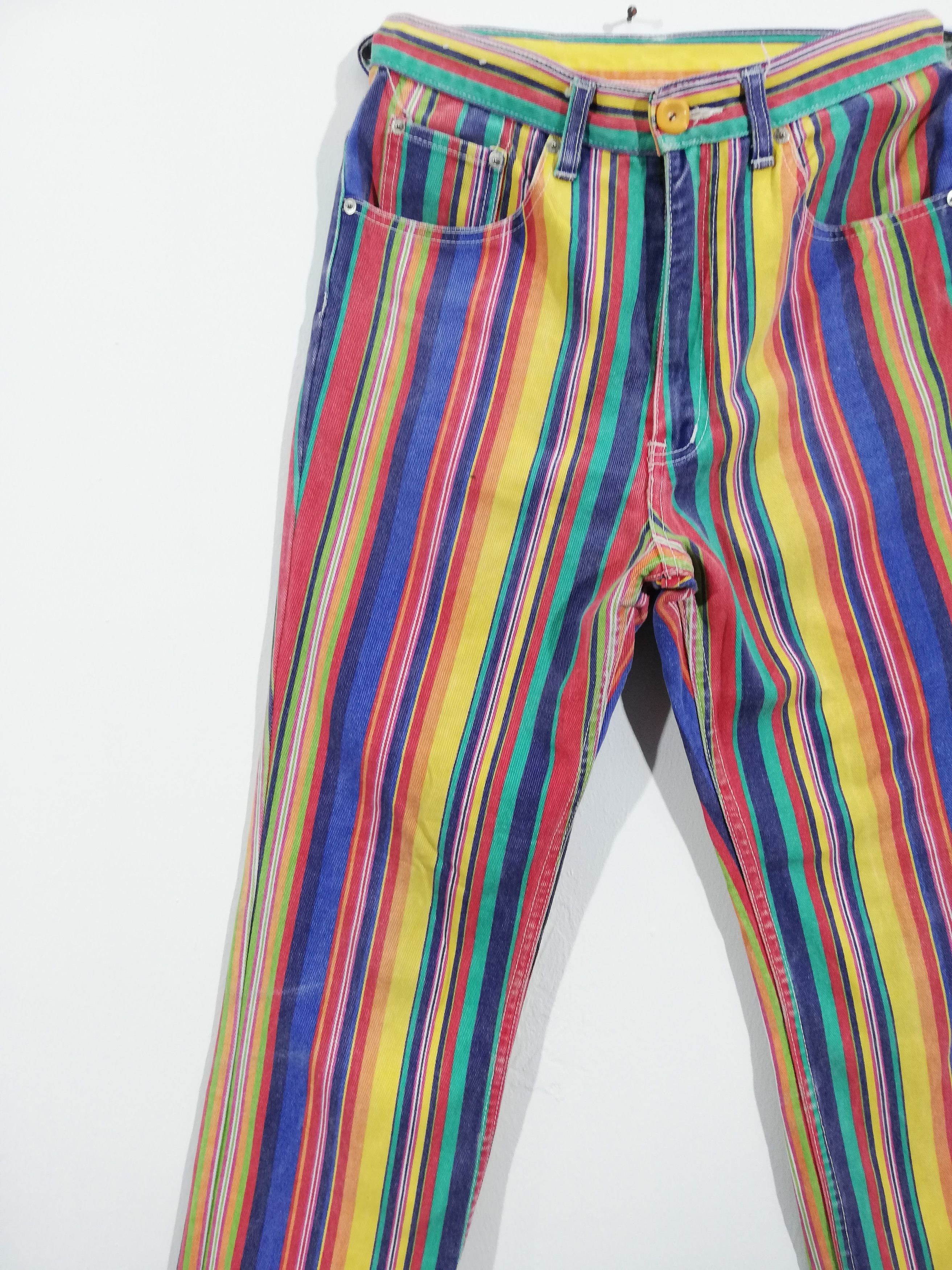 Vintage Fabulous Vintage Jeans Multi Coloured Stripes Size US 31 - 3 Thumbnail