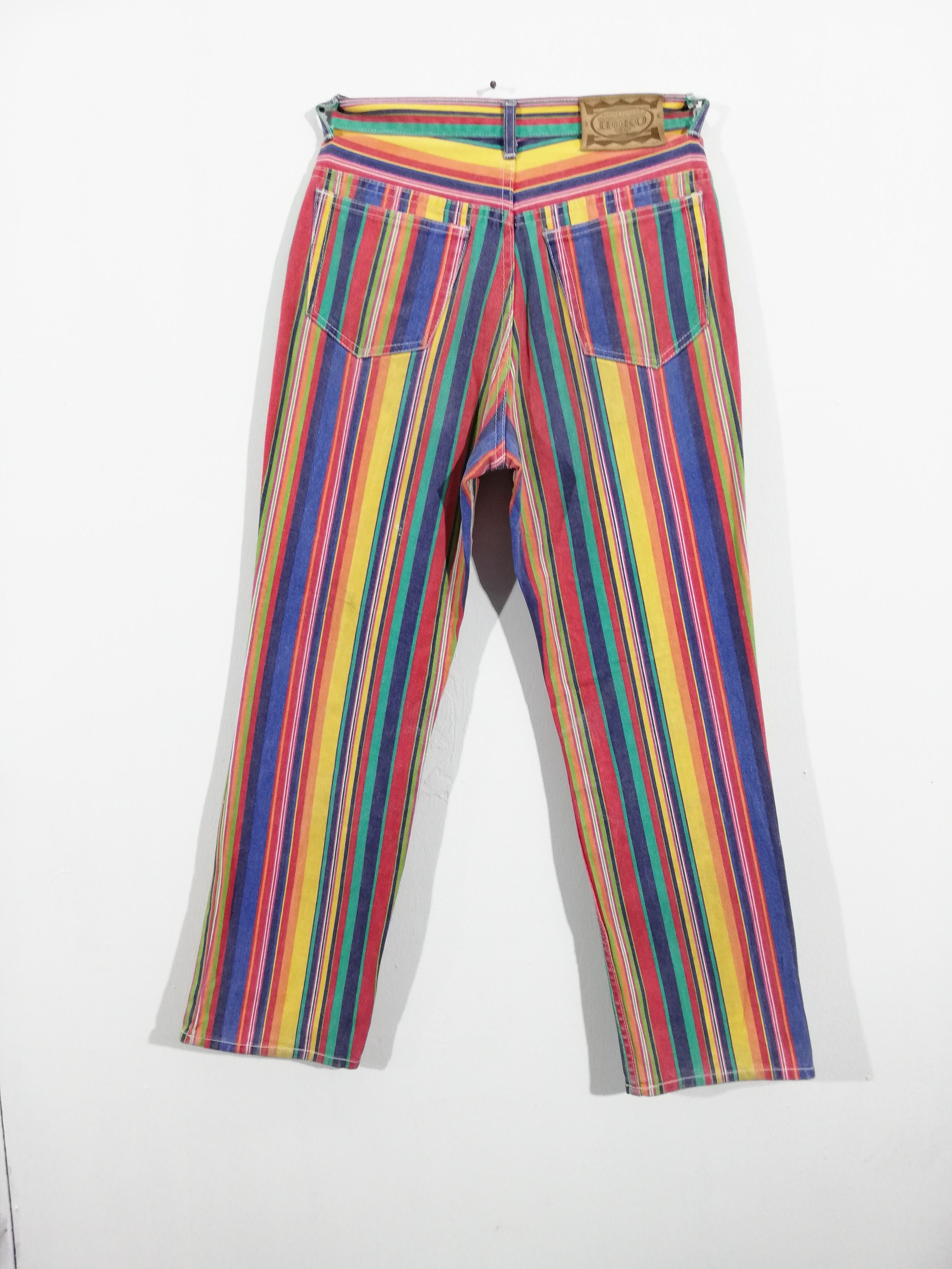 Vintage Fabulous Vintage Jeans Multi Coloured Stripes Size US 31 - 2 Thumbnail