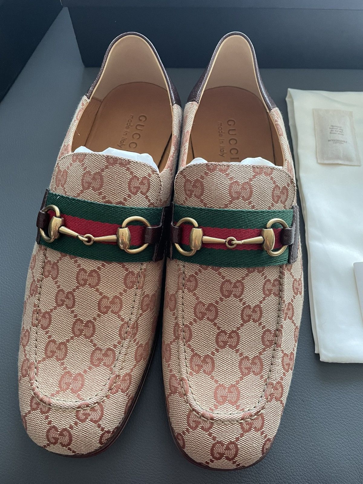 image of Gucci Limited Super Runway Iconic GG Logo Leather Loafer in Brown, Men's (Size 10.5)