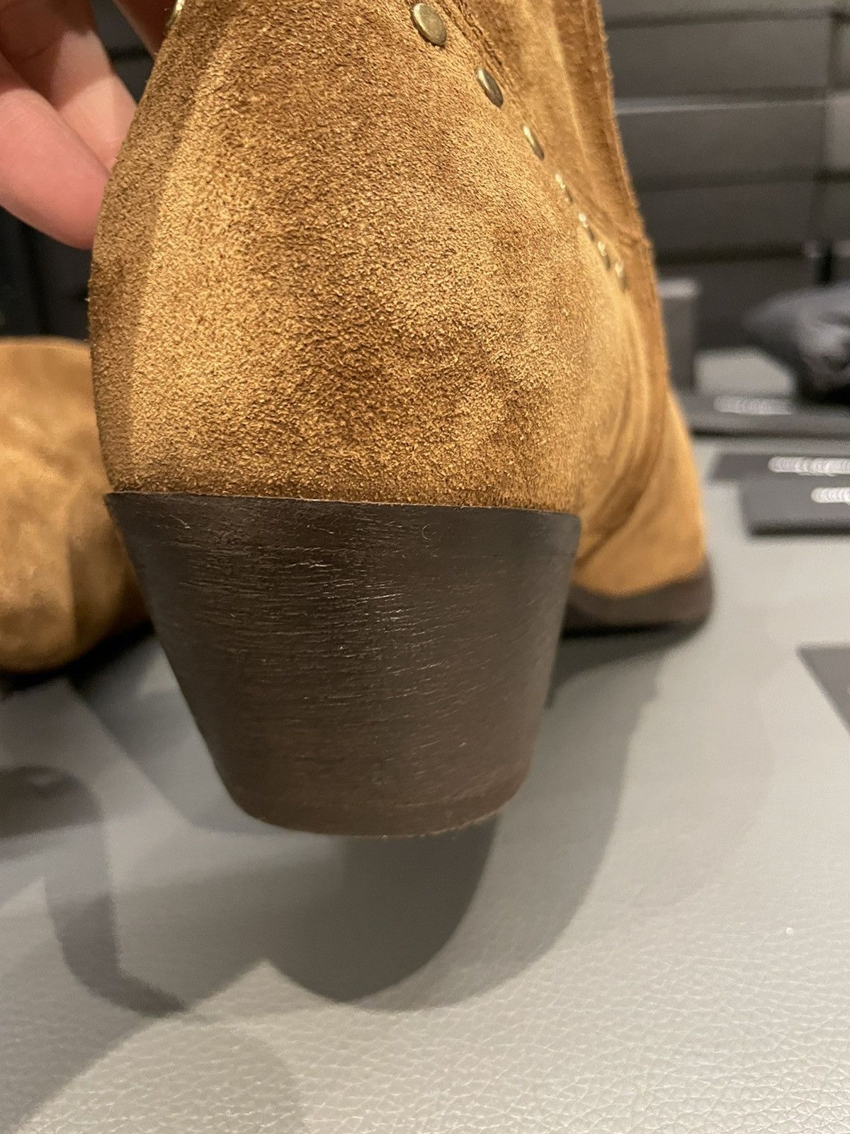 Hedi Slimane × Saint Laurent Paris × Yves Saint Laurent Brand NEW Lukas Florence Studs Suede Leather Western Boots Size US 9.5 / EU 42-43 - 20 Thumbnail