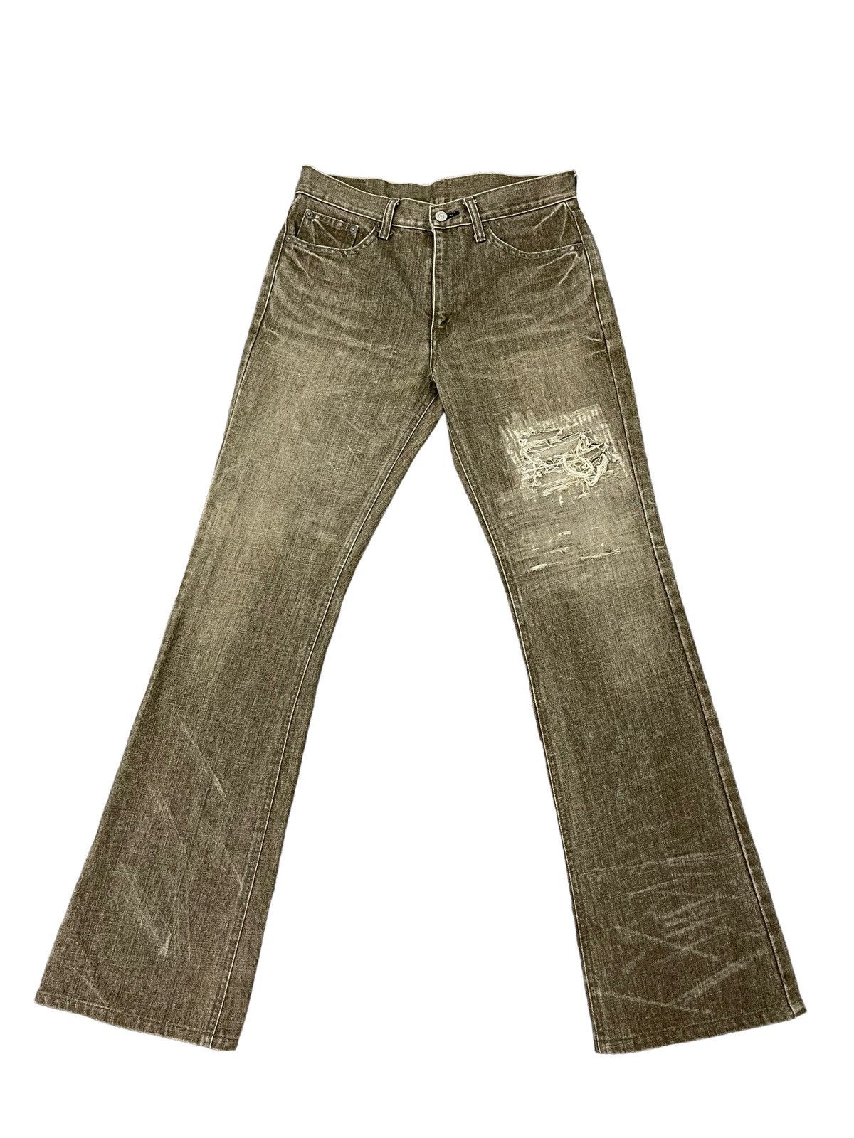 Japanese Brand Flare Jeans Bobson Japan Distress Denim Boot Cut 5🟦1 Size US 31 - 2 Thumbnail