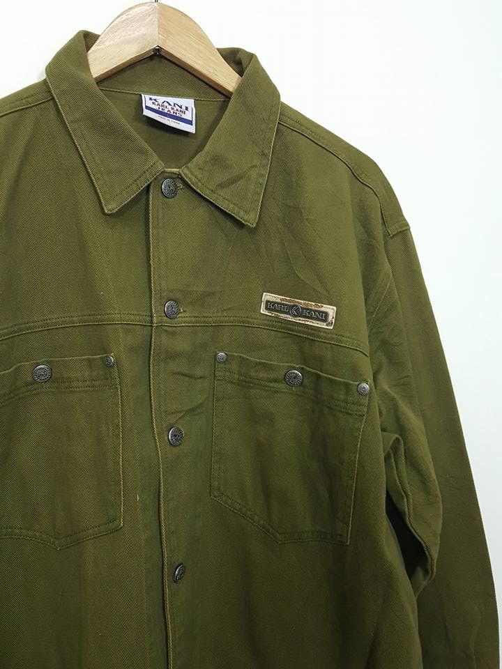 Karl Kani Karl Kani Double Chest Pocket Olive Jeans Jacket Size US L / EU 52-54 / 3 - 6 Thumbnail