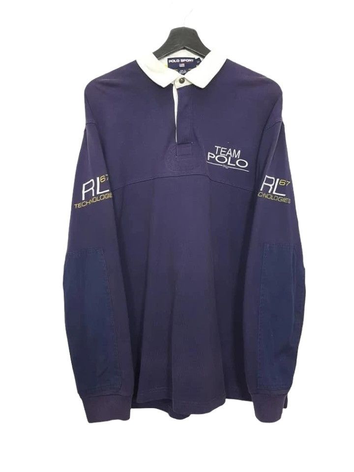 Polo Ralph Lauren × Ralph Lauren × Ralph Lauren Sport Polo Sport RL Team Polo RL67 Navy Blue Longsleeve Shirt Size US L / EU 52-54 / 3 - 1 Thumbnail