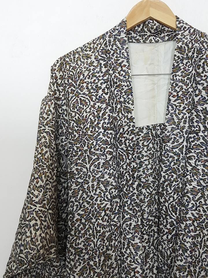 Vintage Haori Floral Floral Noragi Japanese Kimono Silk Jacket Size US M / EU 48-50 / 2 - 5 Thumbnail