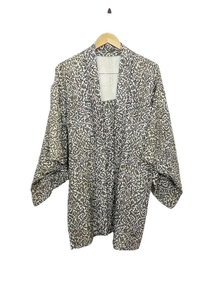 image of Kimono Japan Dragon x Vintage Haori Floral Floral Noragi Japanese Kimono Silk Jacket (Size Medium)