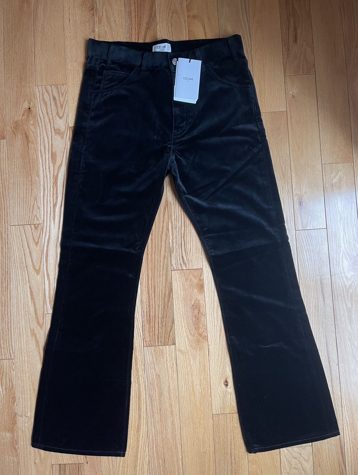 image of Celine x Hedi Slimane Fw20 Black Velvet Dylan Jeans Sz31, Men's