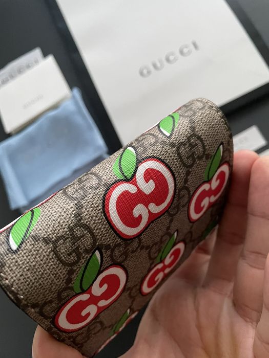 Gucci GG Supreme Monogram Apple Print Card Case Wallet