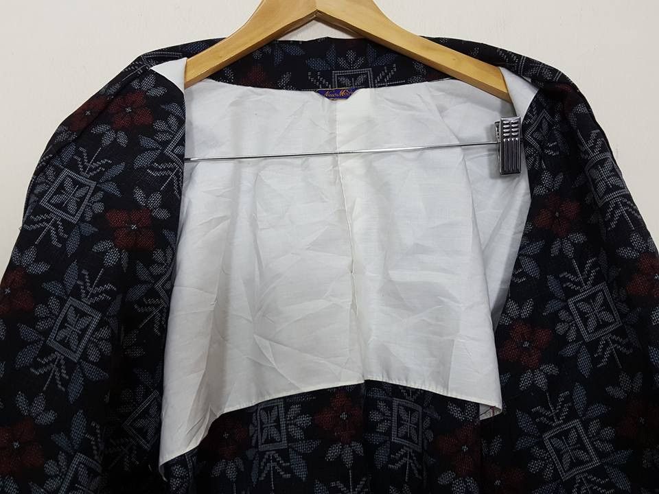 Japanese Brand Wool Kasuri Noragi Floral Kimono Jacket Size US M / EU 48-50 / 2 - 10 Thumbnail