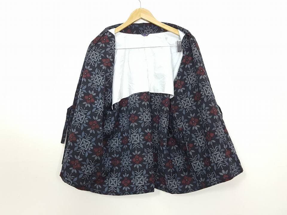 Japanese Brand Wool Kasuri Noragi Floral Kimono Jacket Size US M / EU 48-50 / 2 - 4 Thumbnail