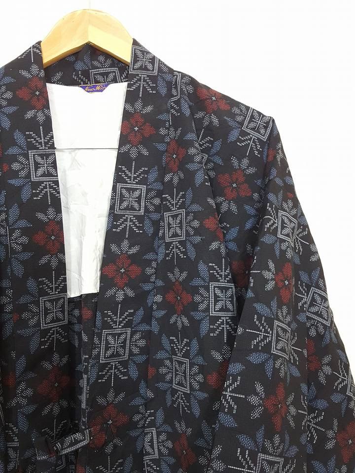 Japanese Brand Wool Kasuri Noragi Floral Kimono Jacket Size US M / EU 48-50 / 2 - 1 Thumbnail