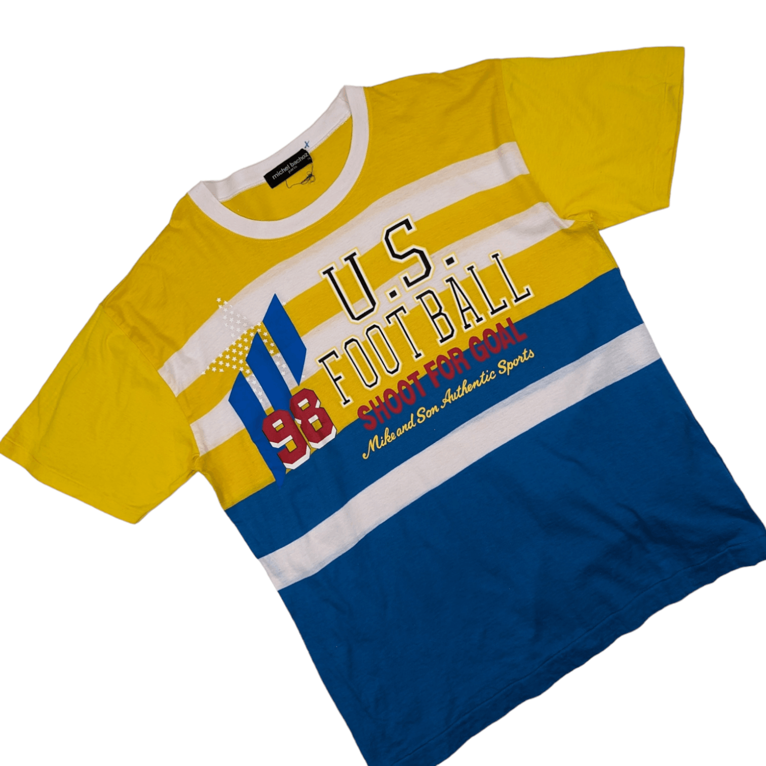 NFL × Vintage 90's MICHEL BECHOZ 98' US Football T-Shirt Single Stitches Size L / US 10 / IT 46 - 2 Thumbnail
