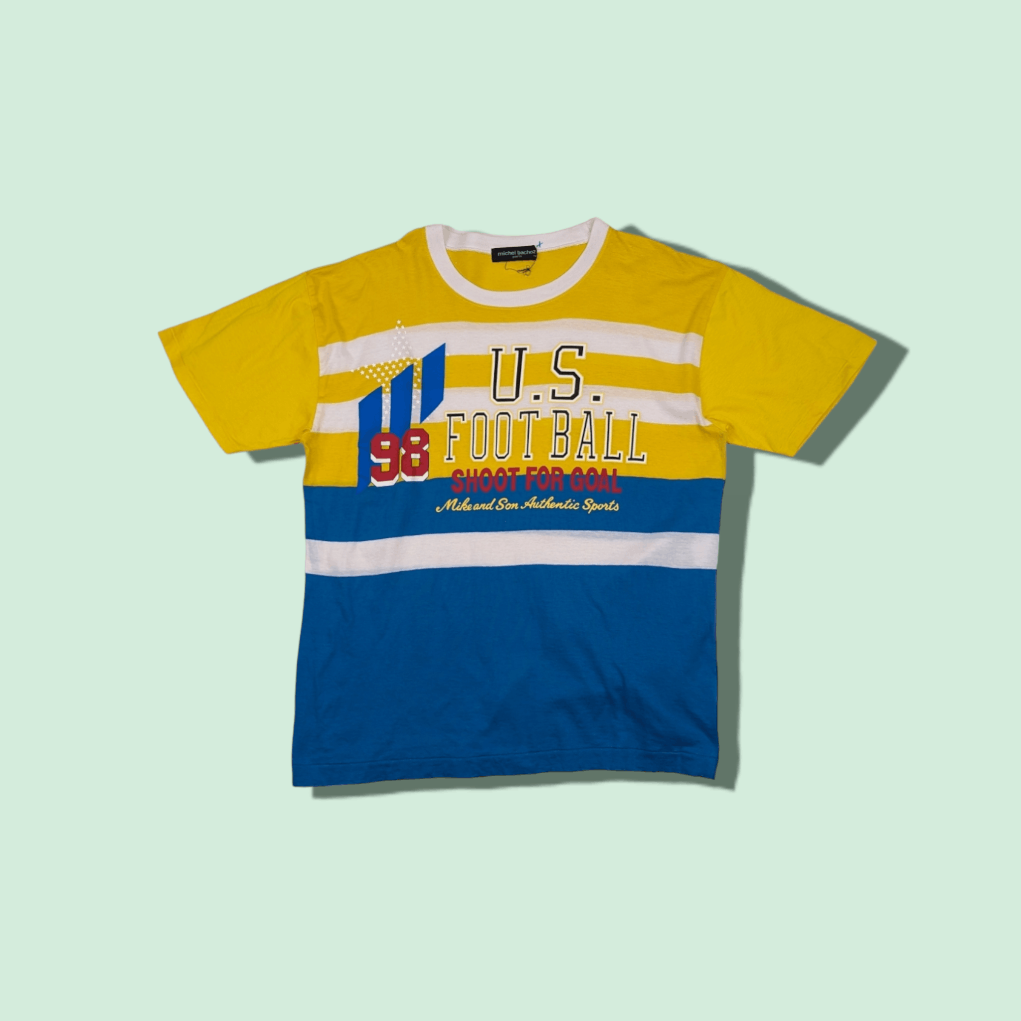 NFL × Vintage 90's MICHEL BECHOZ 98' US Football T-Shirt Single Stitches Size L / US 10 / IT 46 - 1 Thumbnail