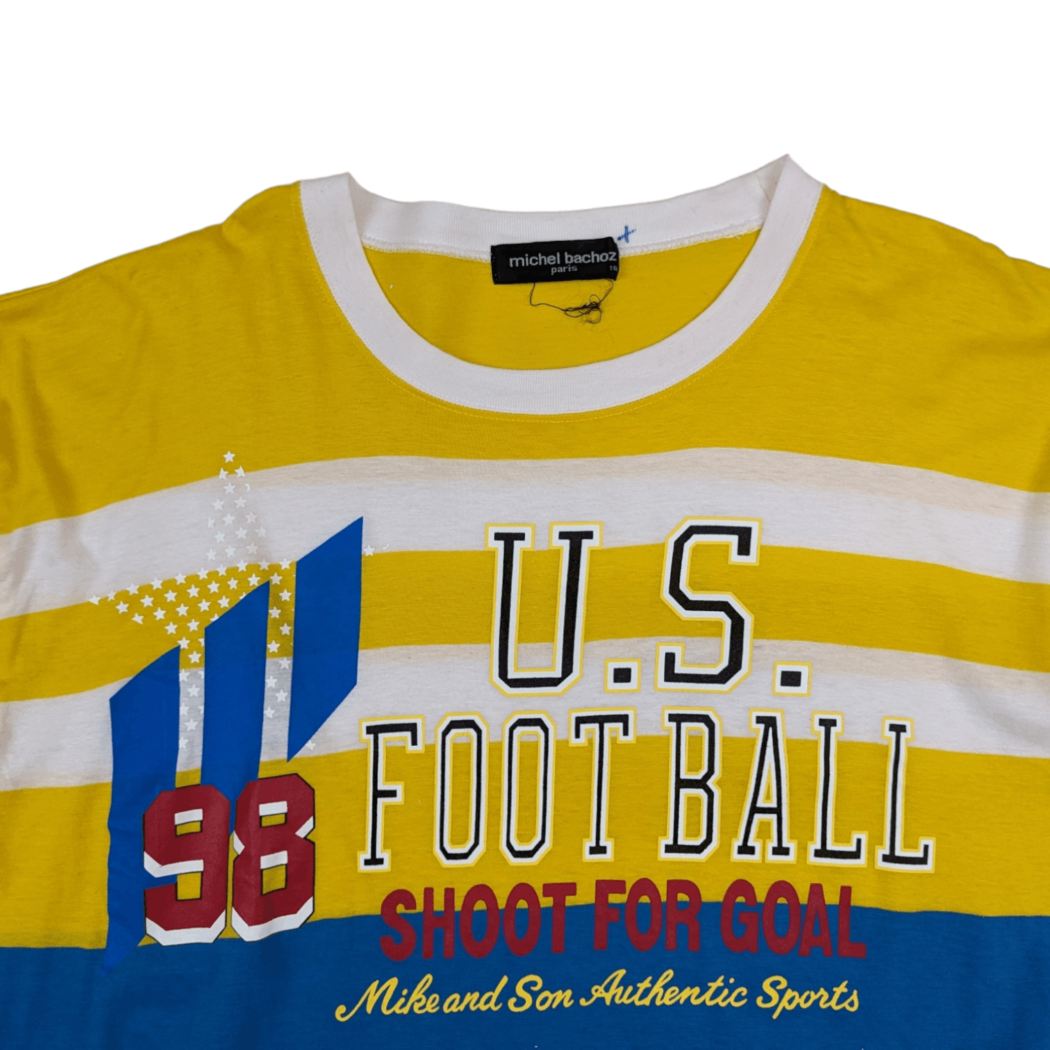 NFL × Vintage 90's MICHEL BECHOZ 98' US Football T-Shirt Single Stitches Size L / US 10 / IT 46 - 4 Thumbnail