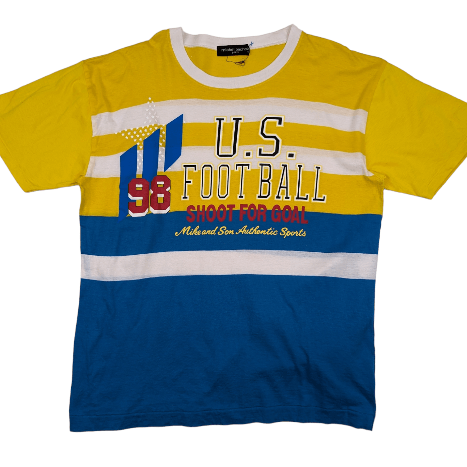 NFL × Vintage 90's MICHEL BECHOZ 98' US Football T-Shirt Single Stitches Size L / US 10 / IT 46 - 3 Thumbnail