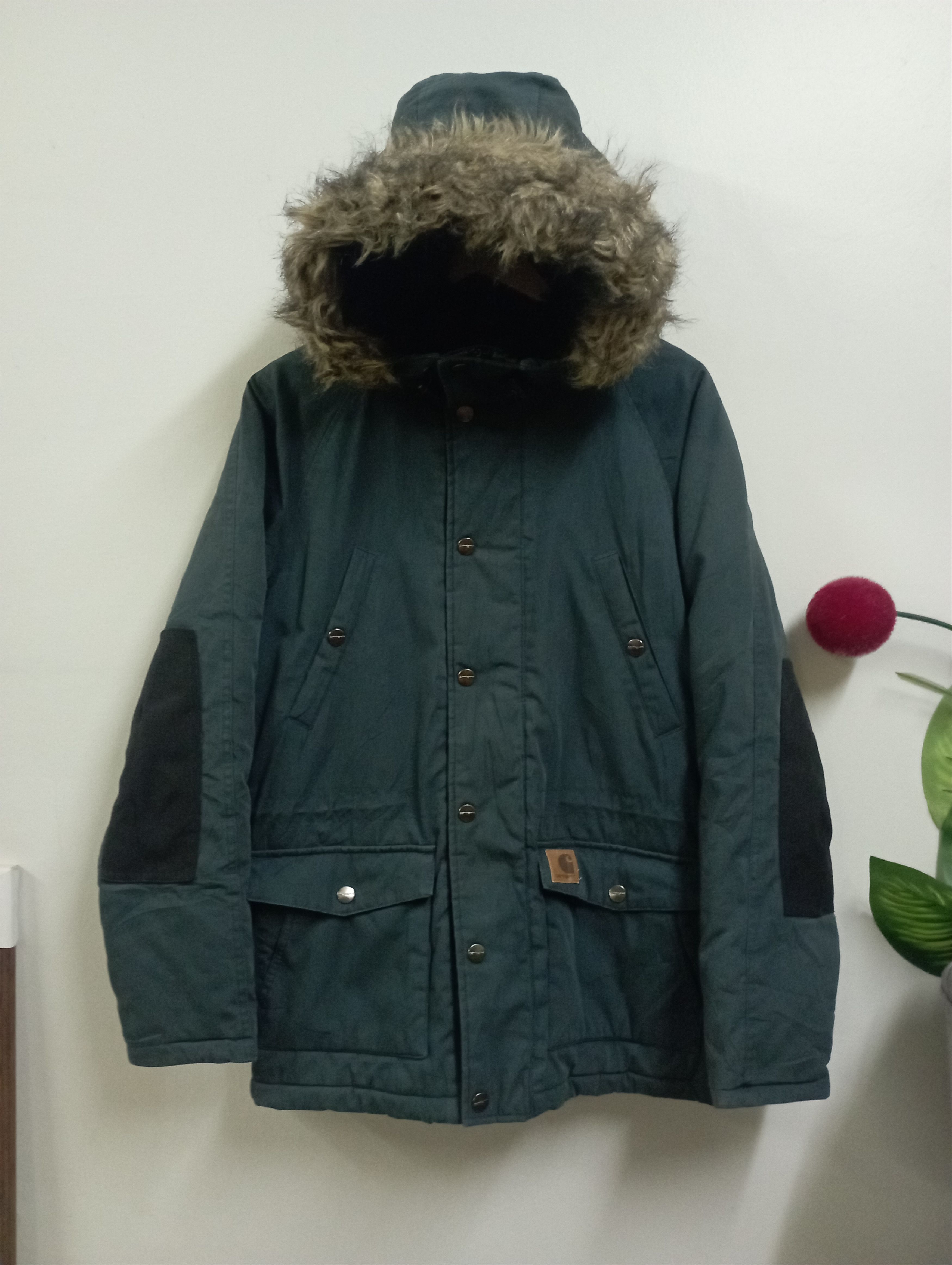 image of Vintage Green Army Carhartt Wip Trapper Parka 22X30 Inches, Men's (Size Small)